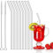 Reusable Glass Straws, 8 Pcs Clear Reusable Drinking Glass Straw Eco Friendly Durable Bendy Glass Straws Drinking with 2 Cleaning Brushes for Coffee Smoothie Cocktail Milkshake Cold Drinks