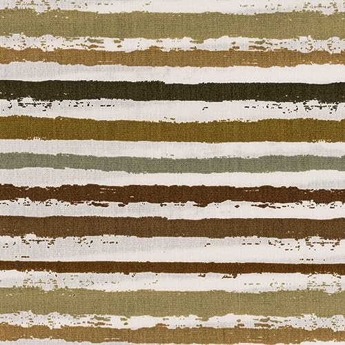 SCHÖNER LEBEN. Baumwollstoff Popeline Streifen schmal weiß Khaki Taupe 1,50m Breite