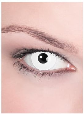 Kontaktlinse Jahreslinse - weiße Motivlinse mit Sehstärke (1 Stück) - Dioptrien: -3,0 - ideal für Halloween, Karneval & Motto-Party