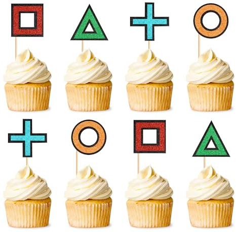 Blumomon 24 Stück Videospiel-Cupcake-Topper Spielthema Kinder Jungen Mädchen Geburtstag Jahrestag Party Dekorationen Supplies