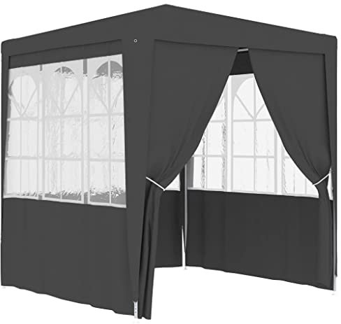 Coavain Pavillon mit Seitenwänden 2x2m Anthrazit 90 g/m² Partyzelt UV- und Wasserbeständig Gartenpartys Einfach zu Montieren Gartenpavillon Robuster Rahmen Zelt Treffen und Partys im Freien