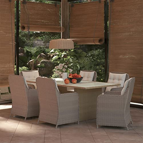 BaraSh 7-TLG. Garten-Essgruppe Poly Rattan Braun Gartenlounge Set GartenmöBel Set GüNstig