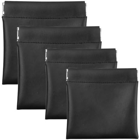 Cozlly 4pcs Mini Leder Münzbörse, Geldbeutel und Münzbeutel für Damen und Herren, Kosmetikbeutel, Kleingeldbörse mit Schlüsselanhänger für Kosmetik, Kopfhörer, Schmuck Aufbewahrung