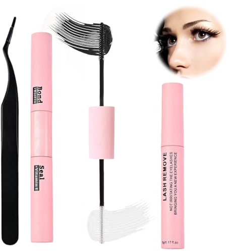 Leogony 3PCS Bond and Seal Lash Glue Set, Cluster Eyelash glue,Lash Remover and Tweezers