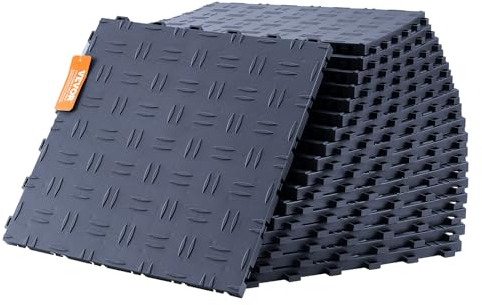 VEVOR Piastrelle per Garage ad Incastro, Confezione da 50 Piastrelle per Pavimenti per Garage in PP 305x305x13,4mm Texture Antiscivolo per Garage, Scantinati, Officine di Riparazione