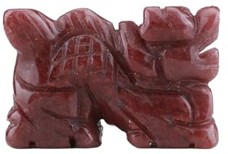 GAYEGF Adornos de animales de piedra de cristal natural, artesanía, tallado de jade, adornos de jade de dragón, cristal de fresa