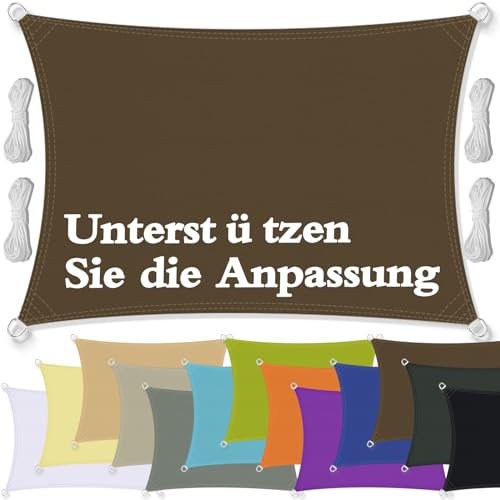 Flei Markisenstoff, Überdachung Plane304 Edelstahl ösen, Winddicht, Reißfest, inkl Befestigungsseile für Gartenpavillon Sunset Deluxe, Rechteck - 3x4M, Braun