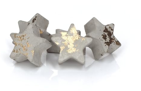 Generisch Beton Stern klein | optional veredelt mit Blattmetall | Weihnachten | Weihnachtsdeko | Adventskranz | ab 1.99 Euro (10 Sterne, Gold, Hellgrauer Beton)
