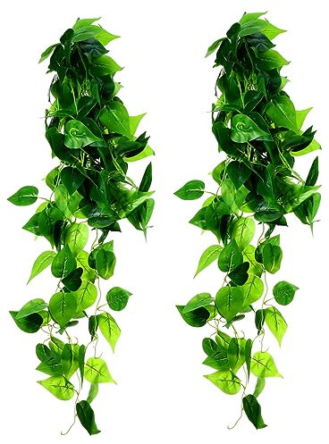 Kisangel 2pièces Plante Artificielle Reptile Décorative Lianes Réalistes pour Terrarium De Lézards Geckos Et Serpents Ornement sans Entretien pour Habitat Sécurisé Et Naturel