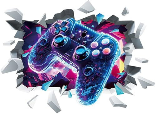 SOWBUD 3D Gaming Wall Stickers, Wall Art Stickers & Murals Featuring Gamer Controller Pattern, Perfect for Boys' Bedrooms Playrooms and Teenager Gaming Spaces, Adds Fun and Style