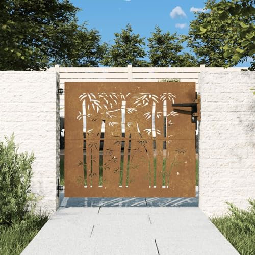 Festnight Gartentor Metall Gartentor 180 cm hoch Gartentür für Stabmattenzau Zauntor Hoftor Pfosten mit Schloss Türklinke und Schlüssel 105x205 cm Braun