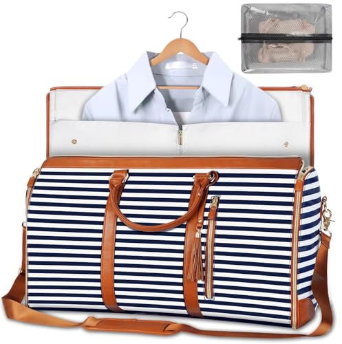 Argumub Eladie Reisetasche Handgepäck, Jennibag Duffelbag, Braun-Streifen, 54 Liter, 52 cm x 34 cm x 27 cm