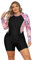 EFOGEP Plus Size Swimwear for Women: Ladies Swimming Costume Long Sleeve Zip Up Rash Guard High Stretchy Boyleg One Piece Swimsuit Surfing Modest Bathing Suit with Chest Pads Black & Flower 3XL