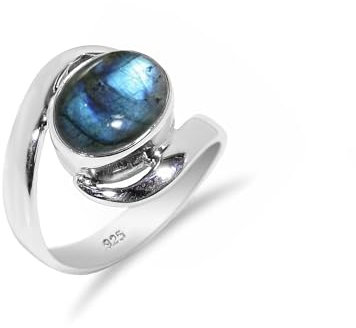 HIMALYA QUARTZ Labradorit Silber 925 Ring Oval 8x10mm Handgemachter Boho Damen Herrenring fur Verlobungring, Hochzeit HQ-SR21-LBRDT-5