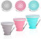 GD HUA Lot de 3 gobelets pliables, en silicone, avec couvercle, lanière, 200 ml, pour pique-nique, randonnée, voyage