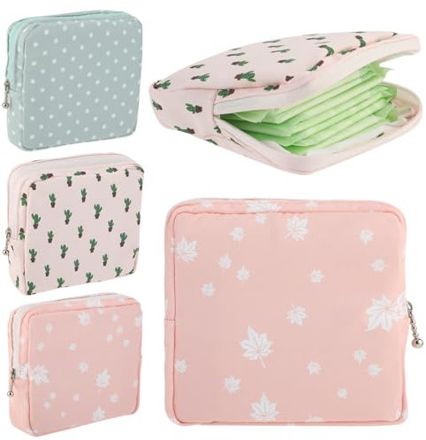 Bolsa de almacenamiento para compresas sanitarias, bolsa para el período, bonita bolsa menstrual, soporte para tampón, bolsas de cuidado femenino para adolescentes y niñas, escuela, 3 unidades