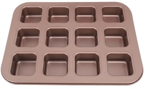 Grcfumo Brownie-Pfanne mit 12 unterteilten Fächern, antihaftbeschichtete Backformen-Sets, rechteckiges Backblech aus Karbonstahl für Maisbrot, Cupcakes, Torten, Muffinkuchen,