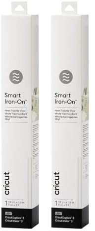 Cricut 2008695 Smart Iron-On Heat-Transfer Vinyl | 1 sheet | 33cm x White, PVC, 0.9m (3ft) (Packung mit 2)
