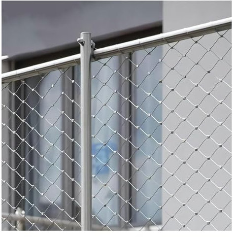 Qulamrdk Grille Métallique Maille Toile INOX, Treillis Métallique Multifonctionnel, Câble Métallique Maille de Type X, 10cm/2mm Filet de Clôture Grillage Rigide(2x4m/6.56x13.12ft)