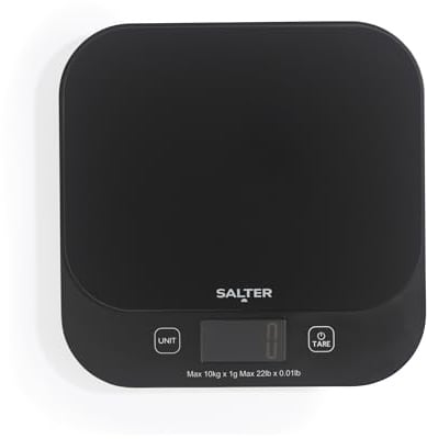 Salter Expert Digital Kitchen Scale - 10kg Capacity, Waterproof & Washable Platform, Add & Weigh Multiple Ingredients, Aquatronic For Measuring Liquids, Easy Read LCD Display, Includes Battery