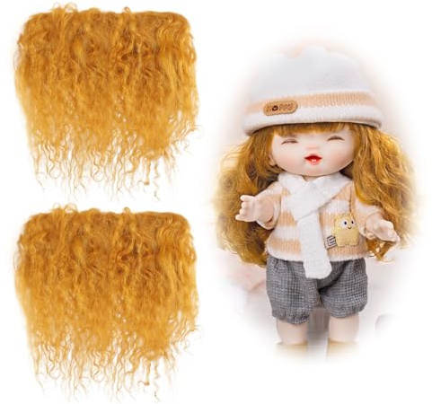CHGCRAFT 2 Stück Puppenhaar Tressen DIY Wolle Figurine Haar für die Herstellung von Puppenhaar und Figurine Perücken, für DIY Craft Making, Goldene