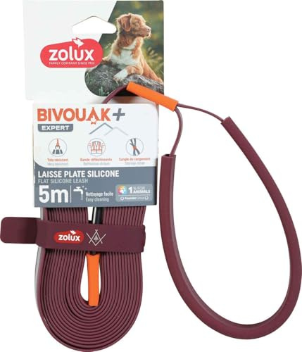Flache Führleine aus Silikon, Rot, Bivvy 5 m