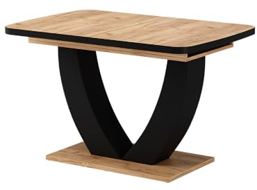 Vicco Esstisch Fenaro, Schwarz/Eiche, 120-160 x 80 cm | ausziehbar, mit Auszugsfunktion für flexible Tischgrößenanpassung