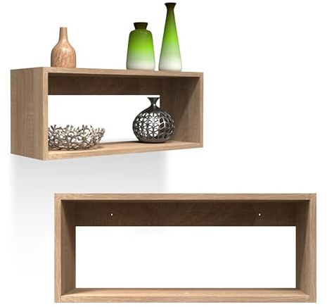 INTEGRI Bücherregal - Wandregal - Hängeregal - Schweberegal - Würfelregal 60x25x20 cm Regal schmal - Deko Wohnzimmer - Regal Sonoma Eiche - Pflanzenregal - Flur Möbel - Wandschrank