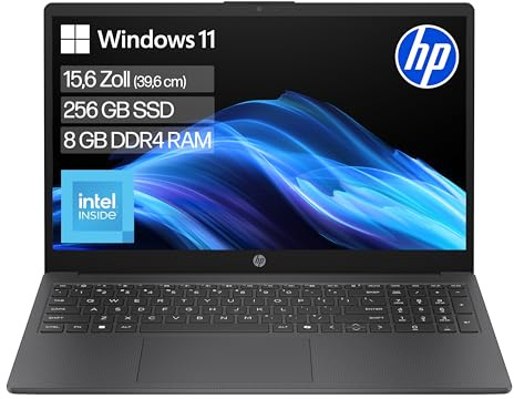 HP Laptop, 17,3 HD+, Intel N200, 8GB RAM, 256GB SSD | Zuverlässiges Notebook mit großem 17,3-Zoll-Display für Alltag, Office, Surfen und Streaming, QWERTZ, Schwarz