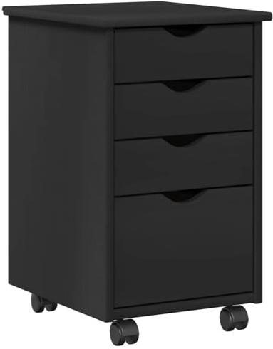 vidaXL Rollschrank Schwarz 34 x 39 x 56 cm Massives Kiefernholz