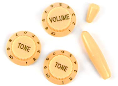 FLEOR Guitar ST Control Regler 2T1V mit 5-Wege-Schalterspitze und Tremolo Arm Bar Cap für E-Gitarren-Parts, Creme