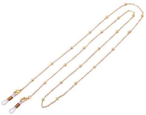 Likgreat Brillenkette für Damen, Perlenkette für Lesebrillen, Sonnenbrillen, Brillenhalter Gold, White Connector