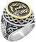 PAMTIER Edelstahl Jahrgang Unterzeichnen Muslim Islamisch Arabisch Shahada Ring Silber Gold Größe 62 (19.7)