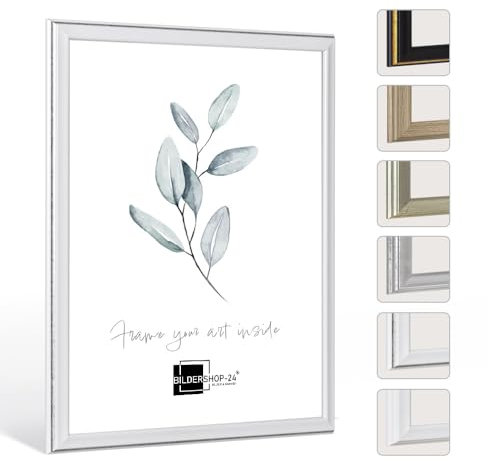 Bildershop-24 Bilderrahmen Barockrahmen Kalypso 70 X 100 cm Weiß Grau Antik Farbe und Größe wählbar