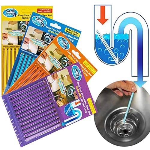 MINGZE 4 Packungen (48 Stück) Hält Abflussrohre und Rohre sauber und geruchsreinigendes Reinigungswerkzeug Wanne Dekontaminationshaar sauber, hilft, Blockaden zu vermeiden (zufällige Farbe)