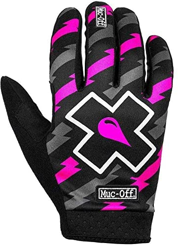Muc-Off Bolt Mountainbike Handschuhe, Extra Klein – Handgemachte Premium Überzieh Handschuhe zum Mountainbiken – Atmungsaktives Fahrrad Zubehör - Touchscreen-geeignetes Material, Schwarz/Rosa