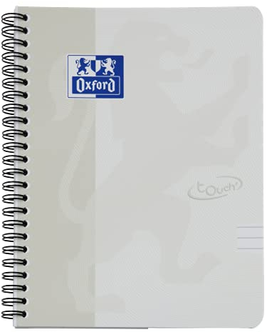 Oxford Touch Collegeblock A5 liniert mit Rand, je 140 Seiten, Softcover, hellgrau, 5 Stück