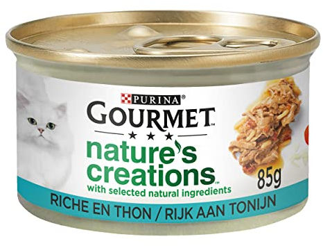 Gourmet Nature's Creations Katzenfutter, Nassfutter mit Thunfisch, Tomate und Reis - 24x85g - (24 Dosen; 2,04kg)