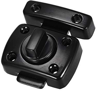 sourcing map Rotate Bolt Latch, 42x30mm Zinc Alloy Gate Latches Door Slide Lock (Black)