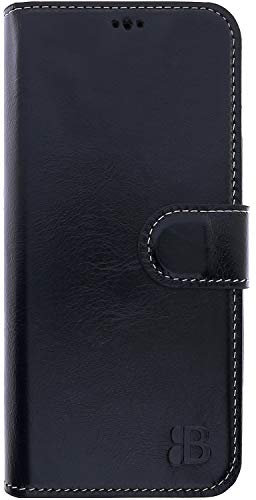 Burkley Handyhülle mit Ständer und Kartenfach für Samsung Galaxy S21 Ultra Leder Handytasche mit Magnetverschluss, 360° Schutz, RFID-Blocker