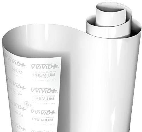 VViViD+ Ultra Gloss Premium Vinyl Car Wrap Film (1ft x 5ft, Gloss White)