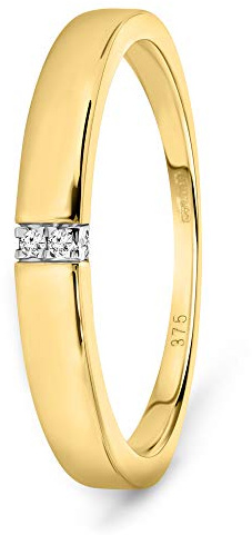 MIORE Schmuck Damen 0.02 Ct Diamant Verlobungsring mit 4 Diamanten Brillanten Ring aus Gelbgold 9 Karat / 375 Gold