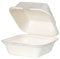 BIOZOYG caja de hamburguesa orgánica cáscara de caña desechable biodegradable, Cajas de bagazo compostables 500 ml Caja con tapa con bisagras 14,3x15 cm I 50x Caja de hamburguesa blanca