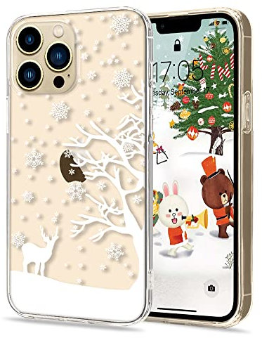 LLZ.COQUE for iPhone 13 Pro Max Case Christmas Clear Phone Case Cute Pattern iPhone 13 Pro Max Cover Silicone Gel Ultra Thin Slime Fit Shockproof Case for iPhone 13 Pro Max, Snow