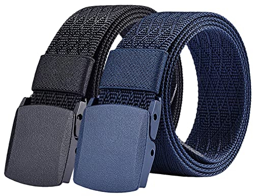 S.Lux Unisex Gürtel Nylon, 2 Stück Canvas Belt mit Standard Kunststoff Schnalle für Damen und Herren, Verstellbarer Militär Taktischer Gürtel für Übungen und Draussen Sportarten