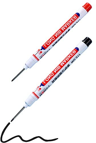 Long Tip Marker Pen,Long Head Deep Hole Marker Carpenters Pen,Deep Hole Marker Pens,Hole Marker Tool for Permanent Marking of Hard to Reach Areas,2pcs