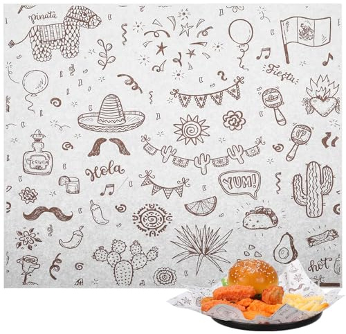 PerKoop 150 Pcs 10x8.3 Inch Deli Wax Paper Sheets Taco Mexican Food, White