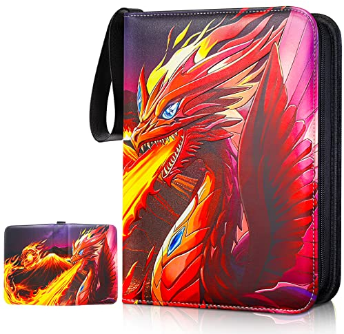 Sammelalbum für Karten, Halten von 504 Karten mit 63 Seiten, 4 Tasche Sammelalbum Hefte für karten mit Reißverschluss für Kinder Jungen Mädchen (Gold)