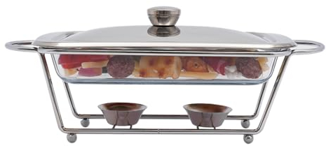 Hitzebeständige Küche Food Warmer Servierschüssel 2 L, Lebensmittelbehälter aus ungiftigem gehärtetem Glas, Buffet Set Erwärmung Tablet, Buffet Server,