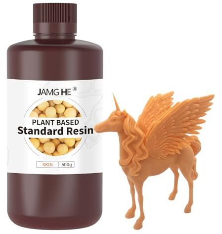 Plant Based Low Odor Standard Resin, JAMG HE Environmentally Friendly, Low Shrinkage, Fast Curing Plant Based Low Odor Standard 3D Printing Resin for LCD/DLP/SLA 3D Printers (500g, Skin Color)